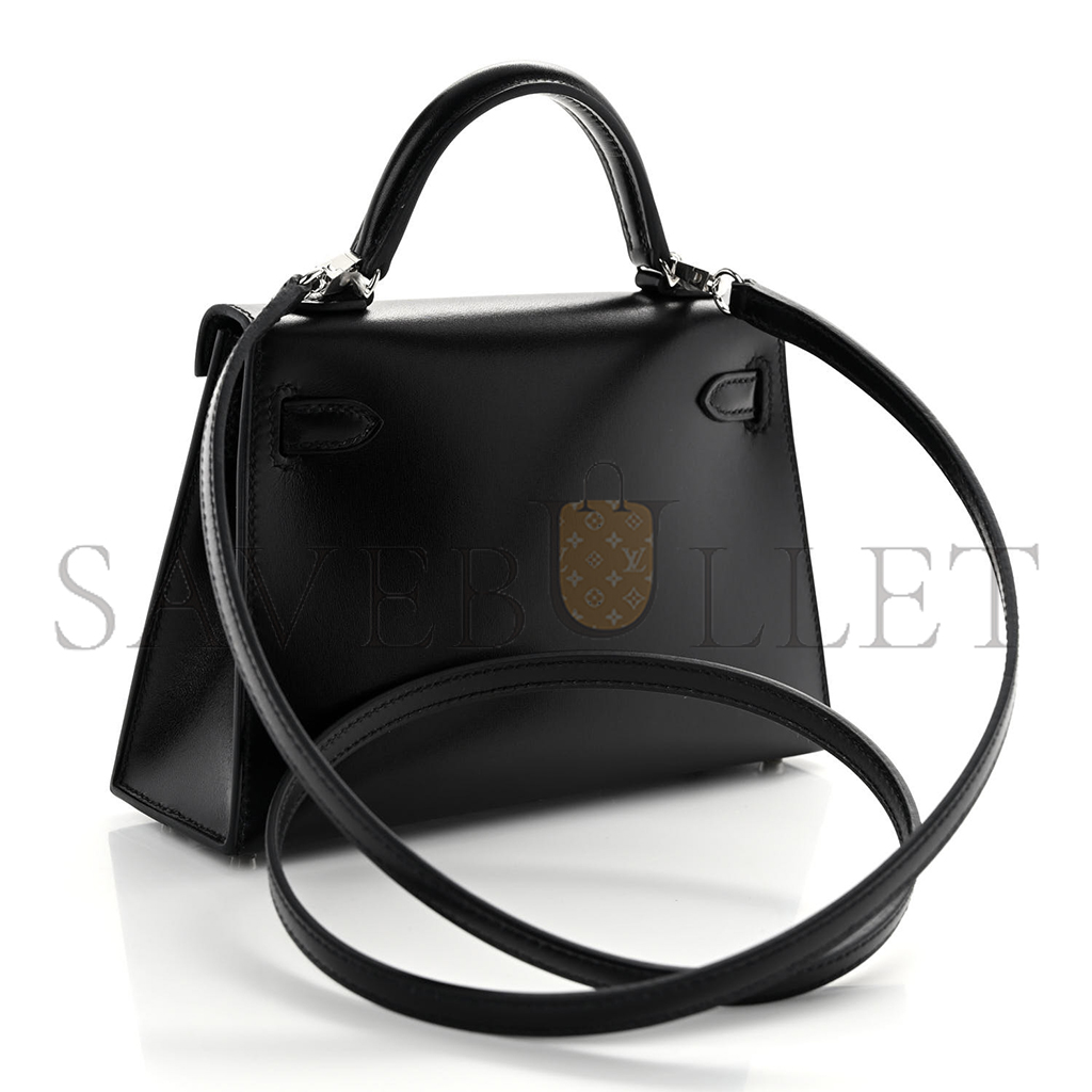 HERMÈS MASTER BOX STUDDED CLOUTÉ MINI KELLY SELLIER 20 BLACK (19*12*5.5cm)